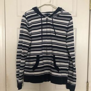 Gap Blue & White Stripped Zip-Up Hoodie